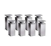 Sossai Patas Modernas para Muebles, Set de 8 Unidades, Ajustables en Altura, Aluminio, H 100 mm, Perfil Cuadrado, Modelo MFV1, para, armarios, cómodas