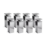 Sossai Patas Modernas para Muebles, Set de 8 Unidades, Ajustables en Altura, Cromo Brillante, H 100 mm, Perfil Cuadrado, Modelo MFV1, para, armarios, cómodas