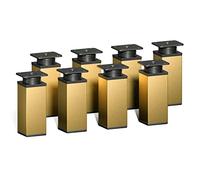 Sossai Patas Modernas para Muebles, Set de 8 Unidades, Ajustables en Altura, Dorado, H 100 mm, Perfil Cuadrado, Modelo MFV1, para, armarios, cómodas