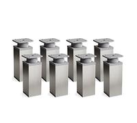 Sossai Patas para Muebles, Set de 8 Unidades, H 120 mm, Acero Cepillado Gris Ajustable, diseño Elegante, Perfil Cuadrado, Modelo MFV1, para armarios, cómodas