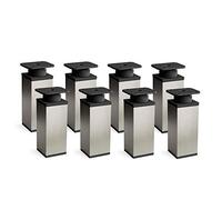 Sossai Patas para Muebles, Set de 8 Unidades, H 120 mm, Acero Inoxidable Cepillado Ajustable, diseño Elegante, Perfil Cuadrado, Modelo MFV1, para armarios, cómodas