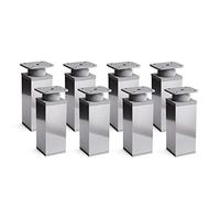 Sossai Patas para Muebles, Set de 8 Unidades, H 120 mm, Cromo Brillante Ajustable, diseño Elegante, Perfil Cuadrado, Modelo MFV1, para armarios, cómodas