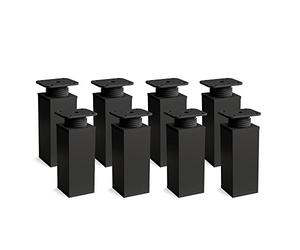 Sossai Patas para Muebles, Set de 8 Unidades, H 120 mm, Negro Mate Ajustable, diseño Elegante, Perfil Cuadrado, Modelo MFV1, para armarios, cómodas