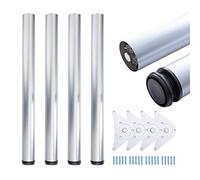 Sossai® Premium Patas de Mesa TBAL | Regulable en Altura | Diseño: Aluminio | 4 Piezas | Altura: 71 cm (710 mm) Ajustable + 2cm | Accesorios de Montaje incluidos