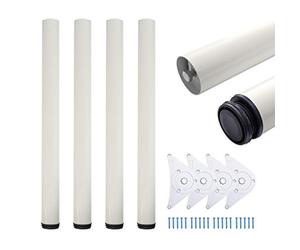 Sossai® Premium Patas de Mesa TBWH | Regulable en Altura | Diseño: Blanco | 4 Piezas | Altura: 71 cm (710 mm) Ajustable + 2cm | Accesorios de Montaje incluidos