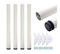 Sossai® Premium Patas de Mesa TBWH | Regulable en Altura | Diseño: Blanco | 4 Piezas | Altura: 82 cm (820 mm) Ajustable + 2cm | Accesorios de Montaje incluidos