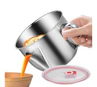 Soßentrenner, Fetttrenner für Soße - 18 x 11 cm Metall-Fettabscheider Zum Kochen,Haushaltsfettbehälter für die Küche, Fetttrennkanne Soßen, Fettabscheider 1000ml, Doppelfiltrations Fetttrenner,