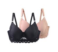 Sostén de compresión de encaje de talla grande con correas ajustables, ligero, transpirable, cómodo, para uso diario y ocio, brasier para correr, Violeta claro., 115E