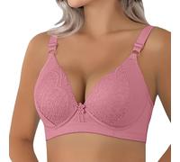 Sostén deportivo sin aros, talla grande, delgado, para mamá, ropa interior de moda para mujer, brasier inalámbrico, rosa, L