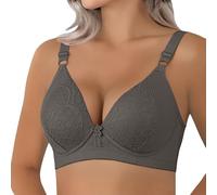 Sostén deportivo sin aros, talla grande, delgado, para mamá, ropa interior de moda para mujer, brasier inalámbrico, gris, L