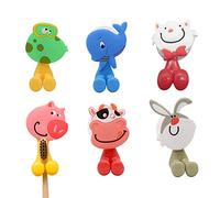 Sostenedor de cepillo de dientes de los niños con la taza de la succión para el sistema montado en la pared del cuarto de baño 6 (animales 6PCs)