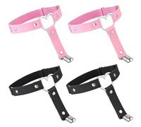 Sotbnna 4 Ligueros, Ligueros Para Medias De Compresión Para Mujer, Atuendos De Travestismo, Anillas De Hierro En Forma De Corazón y Correas De Cuero Para Las Piernas (Negro, Rosa)