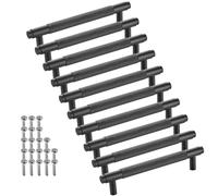 SOTECH 10 piezas Tiradores para muebles BLACKLINE VIII BA 128 mm negro mate (longitud 160 mm, diámetro 14 mm, altura 35 mm) Tiradores de aluminio para cajones