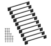 SOTECH 10 tiradores para muebles BLACKLINE XII BA 160 mm aluminio negro mate (longitud 192 mm, anchura 9 mm, altura 28 mm) Tiradores para cocina Tiradores para cajonera