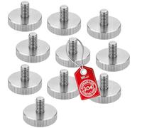 SOTECH 10 tornillos moleteados M10, longitud 20 mm, acero inoxidable V2A (SS304), forma plana, DIN 653, tornillo de agarre métrico con superficies laterales moleteadas