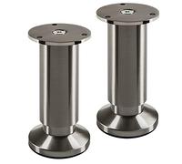 SOTECH 2 pies de Mueble Terra 120 mm Aspecto Acero Inoxidable Cepillado | regulables en altura hasta máx. 15 mm, cargables hasta 250 kg / por pie