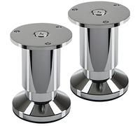 SOTECH 2 pies de Mueble Terra 80 mm Cromo Pulido Regulables | en altura hasta máx. 15 mm, cargables hasta 250 kg / cada pie