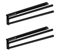 SOTECH 2 Piezas Toallero de Aluminio Ted 2 Brazos Negro Mate (450-730 mm, Extensible, Giratorio) extraíble telescópico Adecuado para baño o Cocina