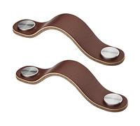 SOTECH 2 x Tirador de mueble Distancia entre agujeros 96 mm marrón oscuro (apto para agujero de 6 mm) de cuero de vaca real Pomos de tornillo de acero inoxidable/con tornillos de fijación