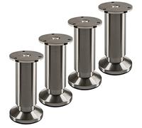 SOTECH 4 pies de Mueble Terra 120 mm Aspecto Acero Inoxidable Cepillado | regulables en altura hasta máx. 15 mm, cargables hasta 250 kg / por pie
