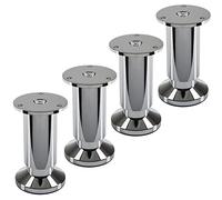 SOTECH 4 pies de mueble TERRA altura 100 mm cromo pulido patas de zócalo altura regulable hasta máx. 15 mm, cargable hasta 250 kg/cada pie