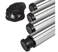 SOTECH 4 Piezas Patas de Mesa Altura 820 mm Ø 76/80 mm Acero Inoxidable Cepillado Real cargables hasta 300 kg (75 kg por Pieza) con Ajuste de Altura de 32 mm