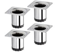 SOTECH 4 piezas Pie de mueble BRAVO altura 50 mm (+ 10 mm) Ø 40 mm cromo pulido patas de armario regulables en altura de acero Cargables hasta 50 kg
