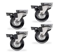 SOTECH 4 piezas Ruedas giratorias SWIFT Ø 50 mm negra con función de bloqueo, carga máx. 140 kg (35 kg por rueda de mueble) Altura 64 mm