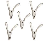 SOTECH 5 piezas Percheros VOLTA 77 x 68 x 30 mm aspecto acero inoxidable, perchas de fundición inyectada de cinc resistente, ganchos de pared con 8 mm de grosor de material, perchas para chaquetas con