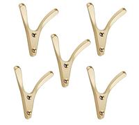SOTECH 5 piezas Percheros VOLTA 77 x 68 x 30 mm aspecto latón, percheros modernos de fundición inyectada de cinc resistente, ganchos de pared con 8 mm de grosor de material, ganchos para chaquetas con