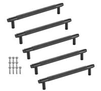 SOTECH 5 tiradores para muebles BLACKLINE VIII BA 160 mm negro mate (longitud 192 mm, diámetro 14 mm, altura 35 mm) Tirador de cocina de diseño fabricado en aluminio