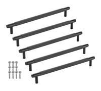 SOTECH 5 tiradores para muebles BLACKLINE VIII BA 224 mm negro mate (longitud 256 mm, diámetro 14 mm, altura 35 mm) Tirador de diseño fabricado en aluminio