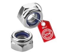 SOTECH 50 unidades de tuercas hexagonales autoblocantes M12 de Acero Inox SS304 (A2), según norma DIN 985, con abertura de llave de 19 mm