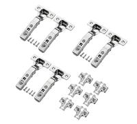 SOTECH 6 bisagras de encaje con tope en esquina amortiguado, T45 Softclose, 100°, montaje a presión, Acero Inox SS304 y SS201, incluye placa de montaje en cruz y tornillos