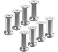 SOTECH 8 pies de Mueble Terra 120 mm Aluminio Cepillado Regulables | en altura hasta máx. 15 mm, cargables hasta 250 kg / por pie