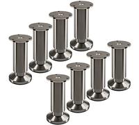 SOTECH 8 pies de mueble TERRA altura 120 mm aspecto acero inoxidable cepillado regulables en altura hasta máx. 15 mm, cargables hasta 250 kg/por pie