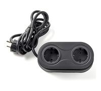 SOTECH Base de enchufe para empotrar 2 x de antichoque elemento de oval | negro in able de conexión con clavija para encimeras