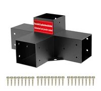 SOTECH Conector central 100 x 100 mm (conector de 4 vías) de acero cuadrado galvanizado y recubierto de polvo negro para máxima protección contra la corrosión