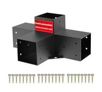 SOTECH Conector central 90 x 90 mm (conector de 4 vías) cuadrado de acero galvanizado y recubierto de polvo negro para máxima protección contra la corrosión