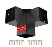 SOTECH Conector de esquina 100 x 100 mm (conector de 3 vías) de acero cuadrado galvanizado y recubierto de polvo negro para una máxima protección contra la corrosión