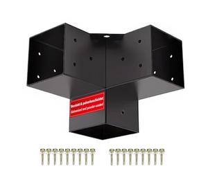 SOTECH Conector de esquina 100 x 100 mm (conector de 3 vías) de acero cuadrado galvanizado y recubierto de polvo negro para una máxima protección contra la corrosión