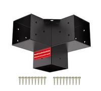 SOTECH Conector de esquina 90 x 90 mm (conector de 3 vías) de acero cuadrado galvanizado y recubierto de polvo negro para una máxima protección contra la corrosión