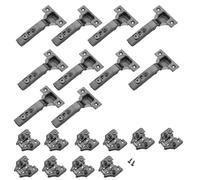 SOTECH Juego de 10 bisagras para ollas T45, tope de esquina, atornillado con tornillos para madera, color negro amortiguado 105°, bisagra para armario con placa de montaje en cruz para puertas