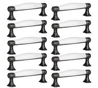 SOTECH JUEGO de 10 tiradores para cajones MARIE tiradores de porcelana blanco aspecto plata vieja BA 96 mm