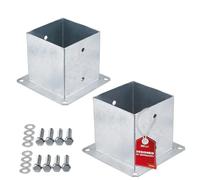 SOTECH JUEGO de 2 anclajes de suelo atornillables, cuadrados 140 x 140 mm, 152 mm de altura, acero galvanizado en caliente, anclaje de suelo para madera cuadrada - ideal para uso en exteriores