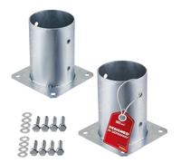 SOTECH JUEGO de 2 anclajes roscados, redondos Ø 100 mm, 152 mm de altura, acero galvanizado en caliente, toma de tierra para madera redonda - ideal para uso en exteriores