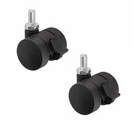 SOTECH Juego de 2 Ruedas para muebles AACHEN con rosca M8 x 15 mm y freno (Ø 35 mm, 40 kg de capacidad de carga por rueda, giratorias 360 grados, negras)