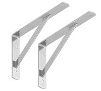 SOTECH Juego de 2 Soportes de baldas (250 x 150 x 30 mm, galvanizados, con recubrimiento en polvo), Soportes de baldas con cruceta para estabilización