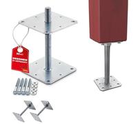 SOTECH Juego de 2 soportes para postes 160 x 160 x 250 mm rosca M24 acero galvanizado en caliente soportes para postes de madera altura regulable pie de apoyo para atornillar resistente a la