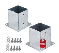 SOTECH JUEGO de 2 tomas de tierra cuadradas 120 x 120 mm, 152 mm de altura, acero galvanizado en caliente, anclaje de tierra atornillable para madera cuadrada - ideal para exteriores